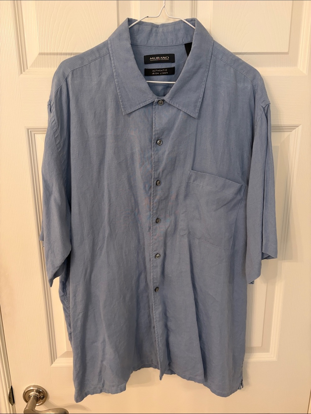 Murano Sky Blue Short-Sleeve Linen Shirt